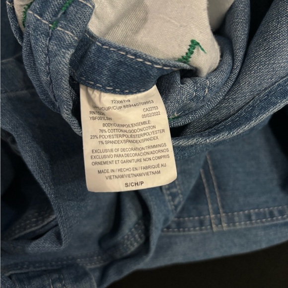 Women’s Liberty Blue Denim Overalls with Green and Gold Details - Picture 7 of 7